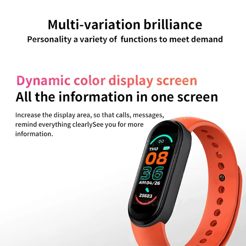 

M6 Smart Watches Sports Watches Smart Wristbands for Men and Women ompass Heart Rate Monitor Waterproof Bluetooth LX0A