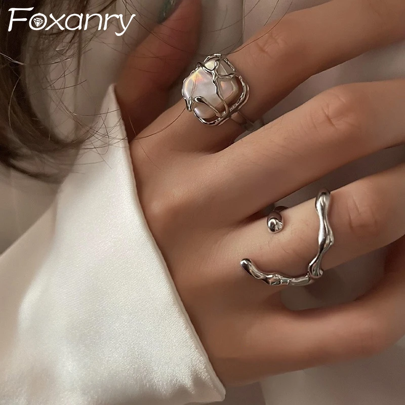Модные кольца FOXANRY INS 925 для женщин лидер продаж 2022 Необычные геометрические