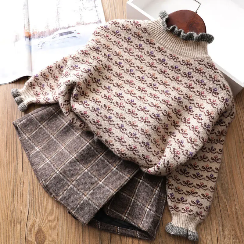 

Baby Girls Soft Knitted Sweater for Children's Tops Clothes New Kids Pullover Sweaters Long Sleeve Casual Bottoming Coat Top A92