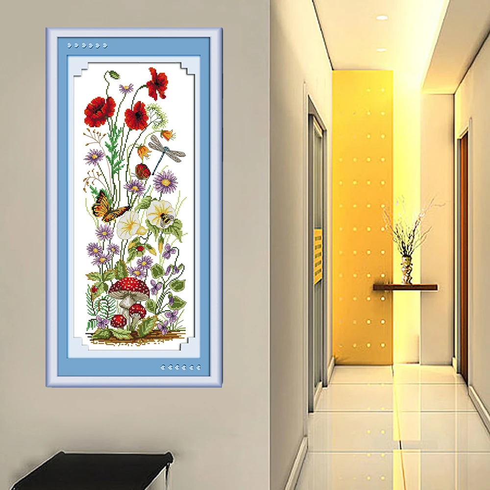 Весенний Набор для вышивки крестиком Joy Sunday Flowers DMC 11 и 14CT наборы домашнего декора