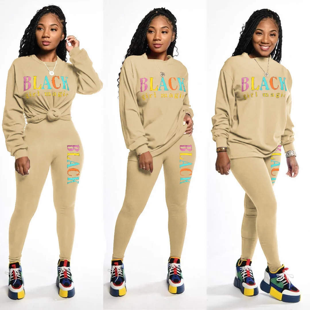 Комплект из двух предметов с брюками Женский комплект надписью 2 Повседневная