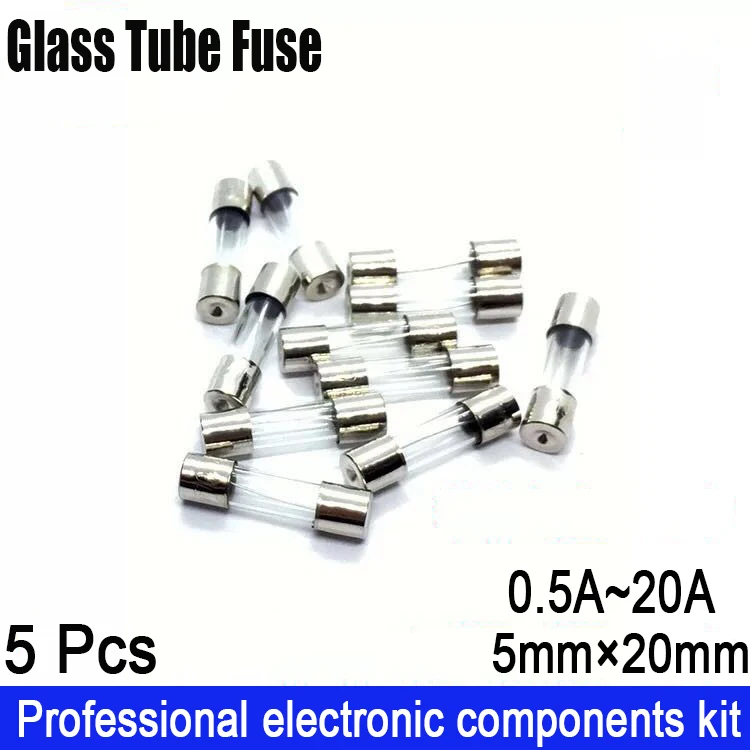 5 шт./лот 5*20 мм Быстрый керамический предохранитель Стекло 0.1A 0.25A 0.5A 1A 2A 2.5A 3A 3.15A 4A 5A