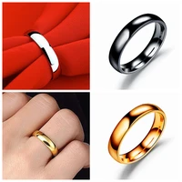 simple 4mm arc spherical stainless steel smooth ring titanium steel male and female couple wedding ring