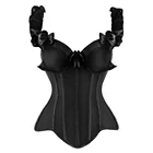 Пикантные Для женщин готика атласная костей на шнуровке корсет с открытыми плечами Корсеты эластичные лямки с оборками застежка-молниябелыйчерныйбелыйкрасныйчерный