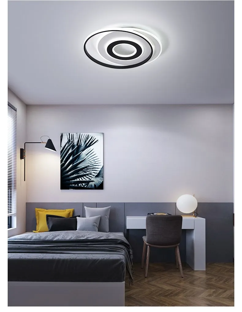 Круглая современная люстра освещение черный и белый блеск люстры ledLamp для гостиной спальни кухни Светодиодная потолочная люстра