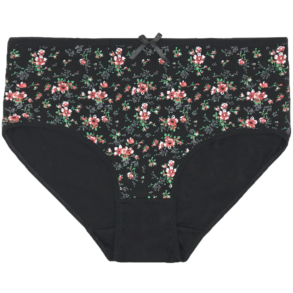 

1-10 Wholesale Europe America Color Women Plus Size Women's Clothing High-Rise Solid 2XL 3XL 4XL Cotton Briefs Panties 89212