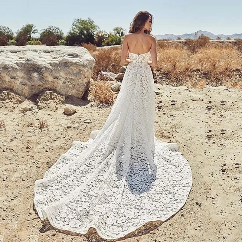 Eighree свадебное платье без бретелек с открытой спиной пляжные богемные Свадебные