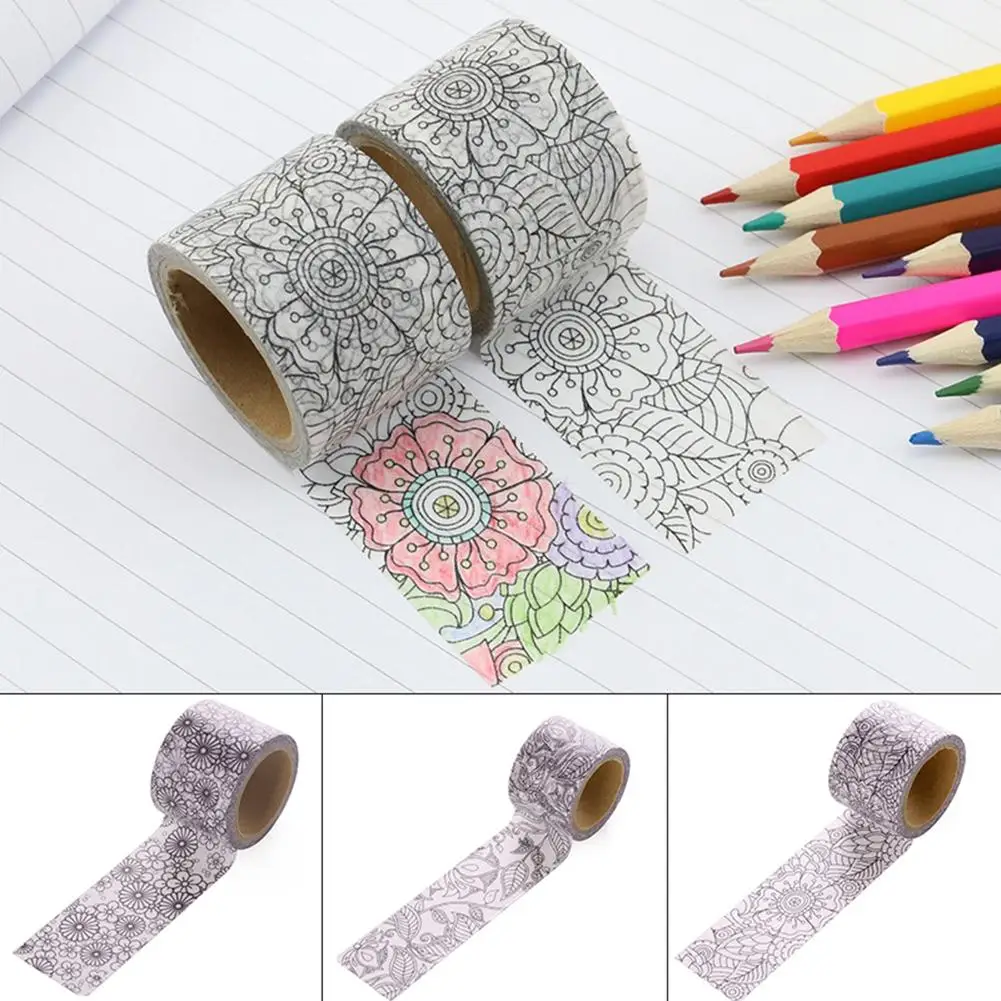 

Japanese Cute kawaii Colorful Flowers Leaves Masking Washi Tape Decorative Adhesive Tape Diy Scrapbooking School Office Supply