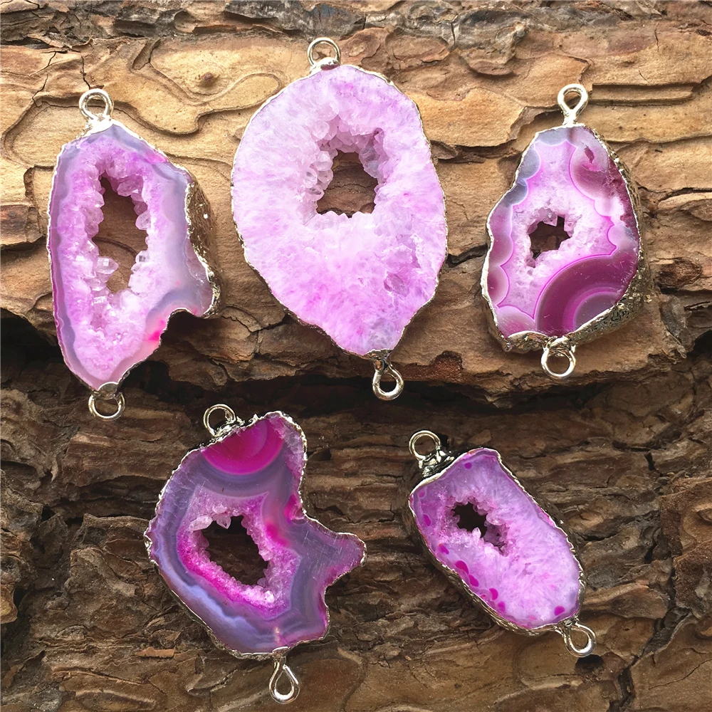 New Hot Natural Red Agates Slice Pendant Connectors Irregular Raw Onyx Druzy Stones Pendants for DIY Jewelry Making 5PCS | Украшения и