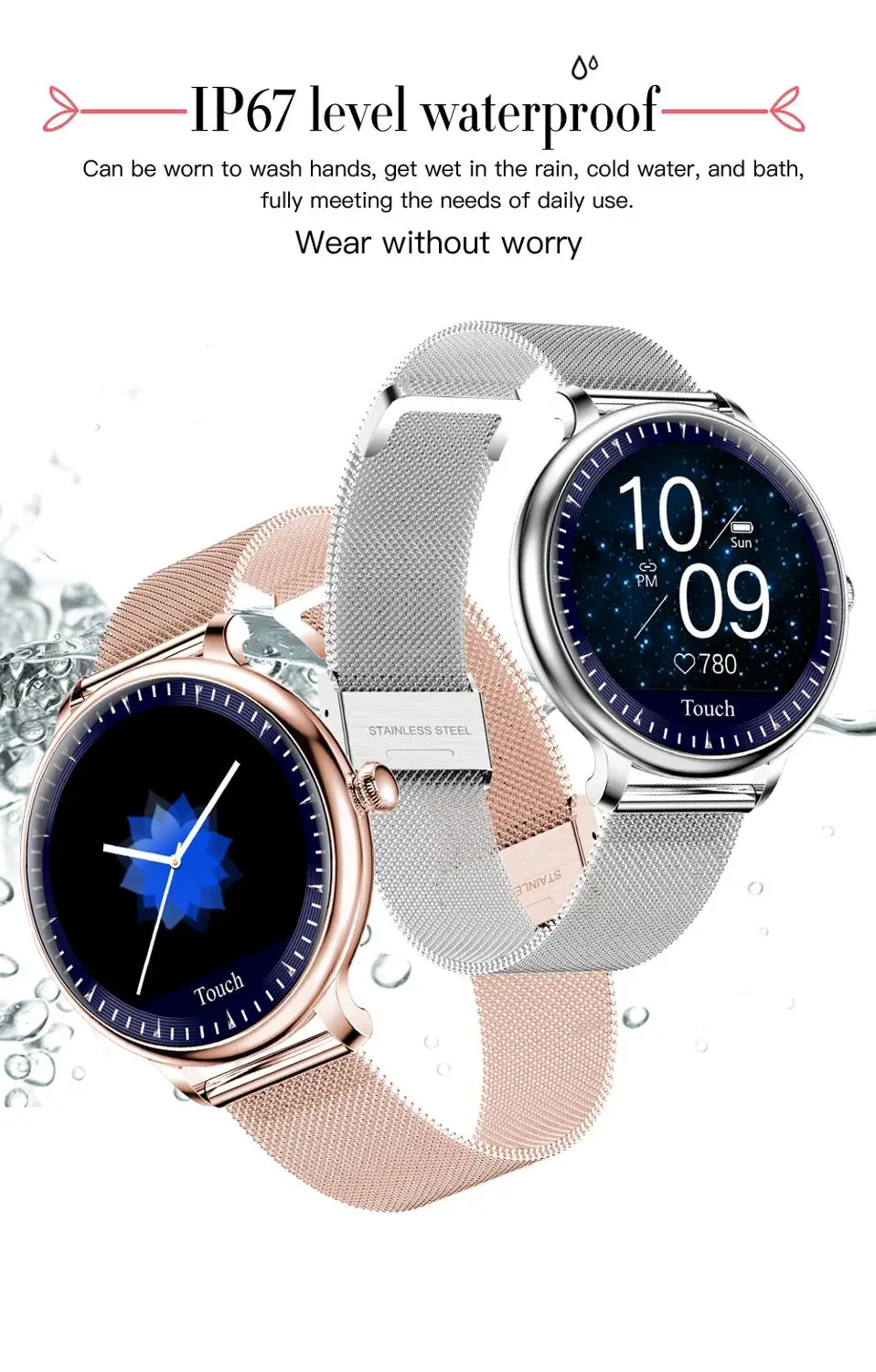 

NY12 smart watch women Round Screen smartwatch for Girl Heart Rate monitor compatible For Android IOS Smart Bracelet VS CF18 H2