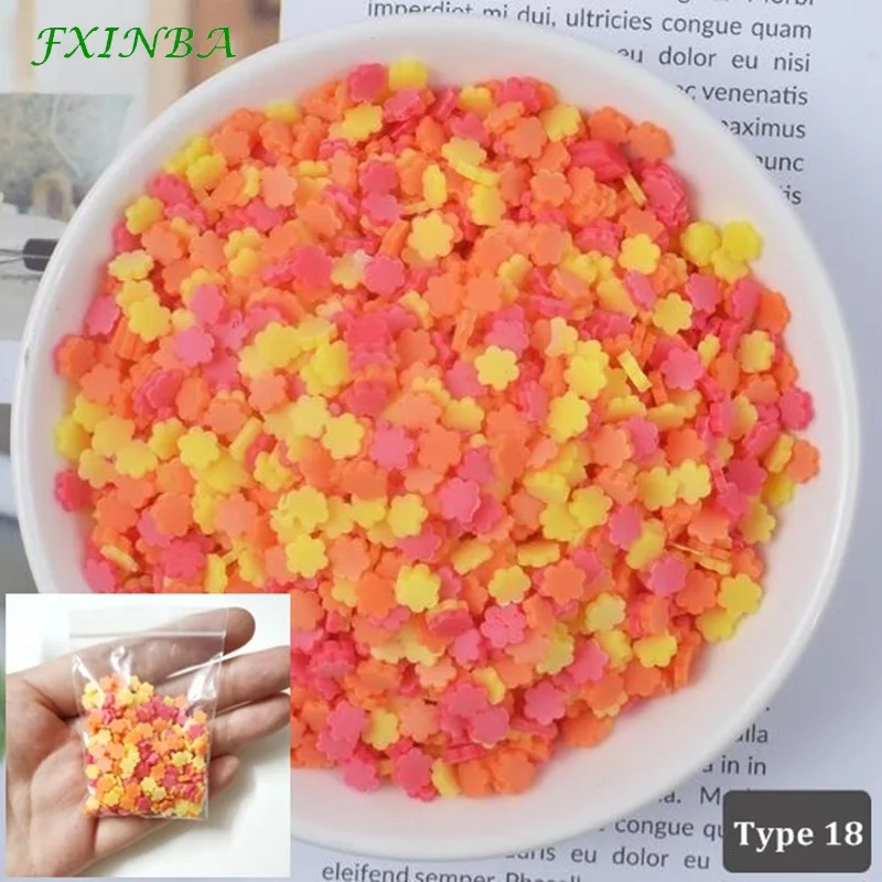 Type 18 FXINBA 10 г Fimo амулеты дополнение разбрызгивает слизь наполнитель пушистая клейкая масса Игрушки слизь Поставки аксессуары глина DIY ломтики торта десерт - Цвет: Type 18