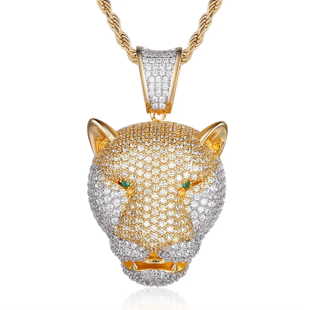

100% Micro Zircon Hip Hop Luxury Leopard Pendant Necklace For Men Jewelry Factory Prices Iced Out Necklaces Custom Accept