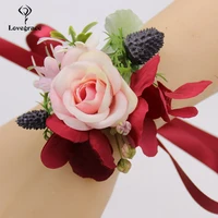 red silk rose boutonniere pin flower wedding groom boutonniere buttonhole wedding witness corsages bridesmaid bracelet flowers