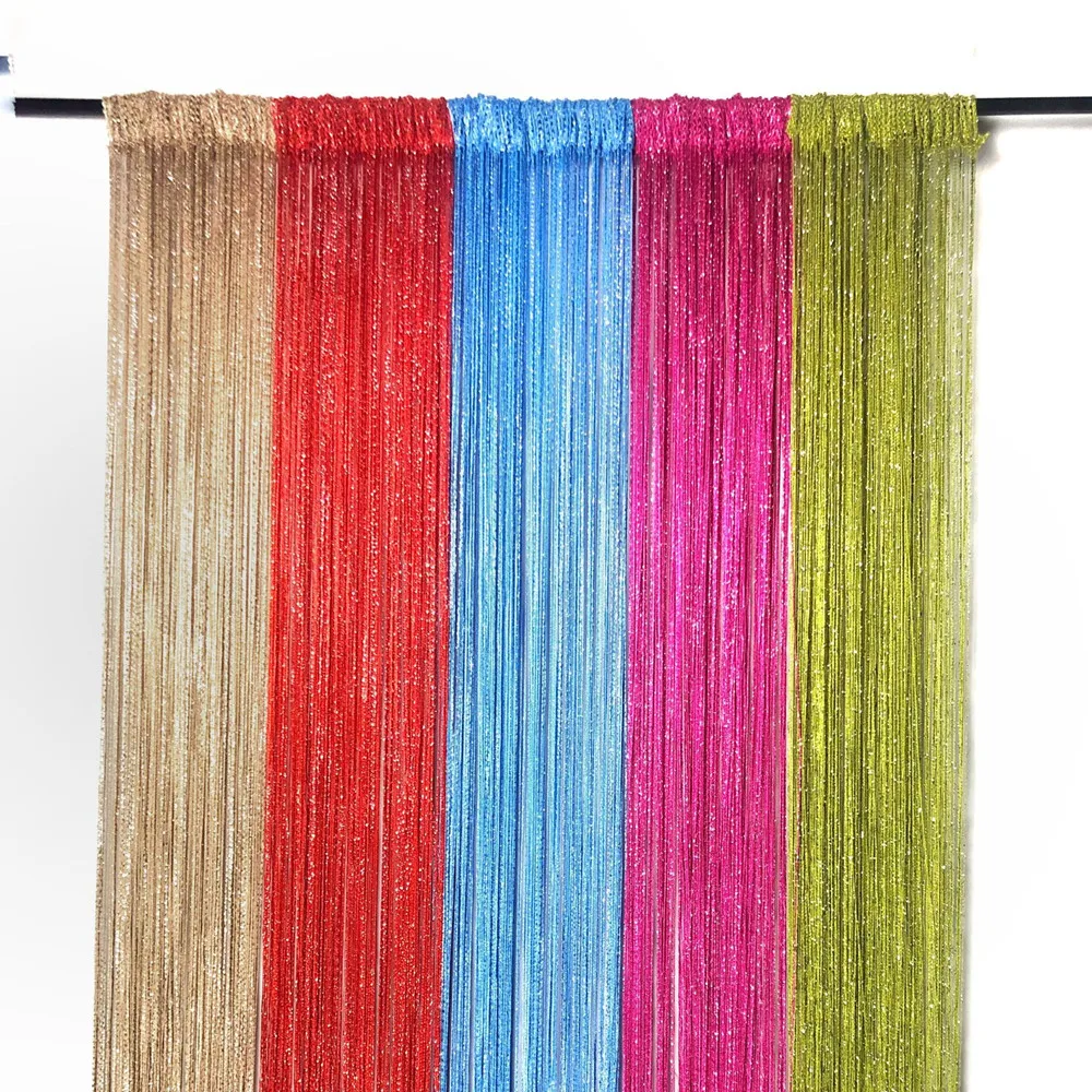 Блестящая серебряная леска занавеска модный балдахин делитель для гостиной