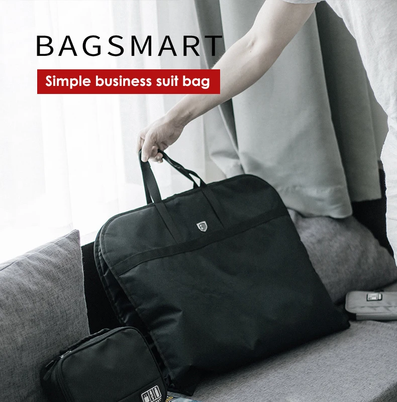 BAGSMART легкие черные Gar мужские сумки нейлоновая сумка для костюма Деловое платье с Зажим для вешалки водонепроницаемый мужской костюм дорожные сумки