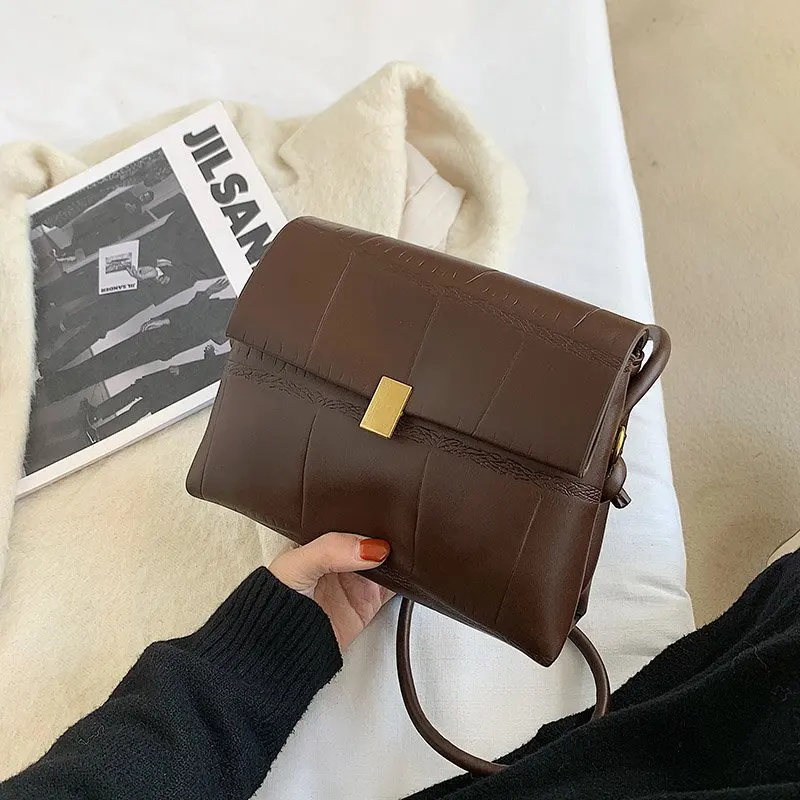 

Маленькие кожаные сумки через плечо в простом стиле для женщин, зима 2021, модные брендовые дизайнерские сумки, трендовая сумка