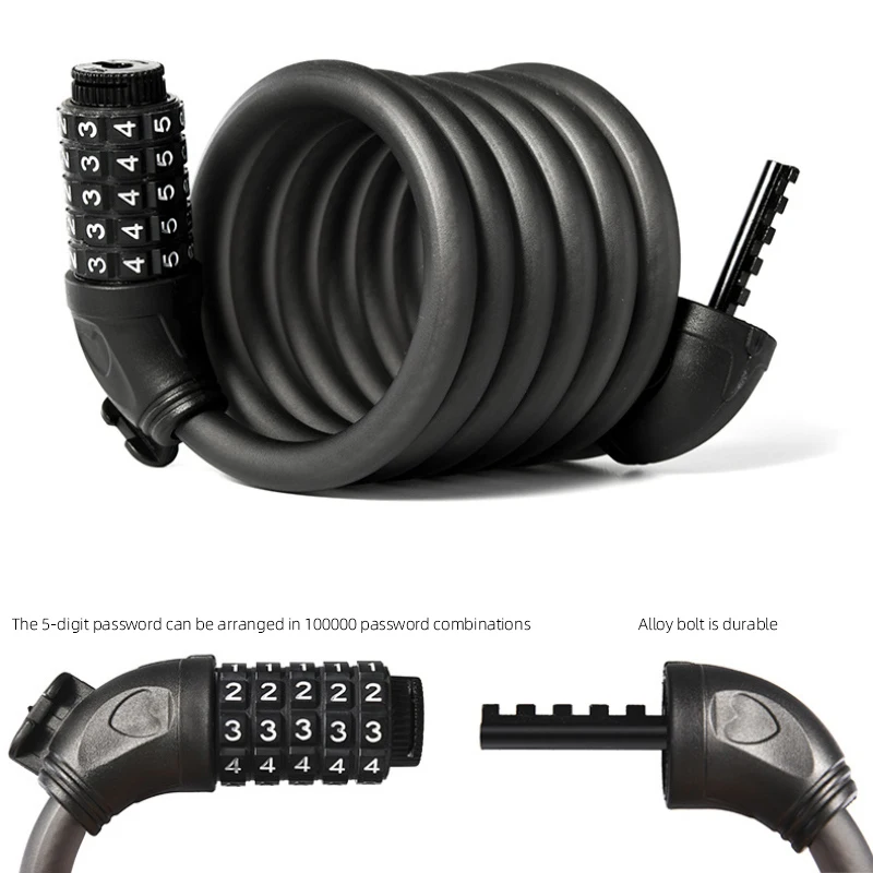 

Противоугонный велосипедный замок, универсальный защитный замок с пятизначным паролем для велосипеда, скутера, с 2 ключами, велосипедные ак...