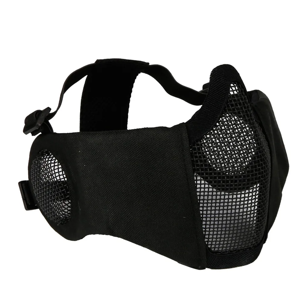 Tactical Steel Mesh Mask Airsoft with Ear Protection Military Hunting Shooting Paintball Game Protective Half Face |