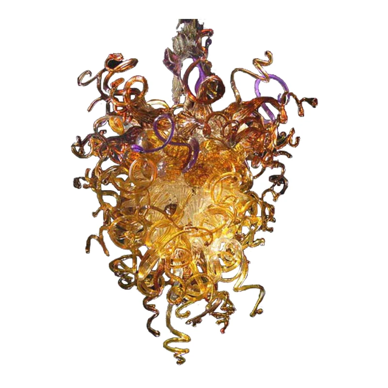 

Luxury Crystal Chandelier Amber Gold Purple LED Murano Glass Chandeliers Bedroom Living Room Decoration Lighting