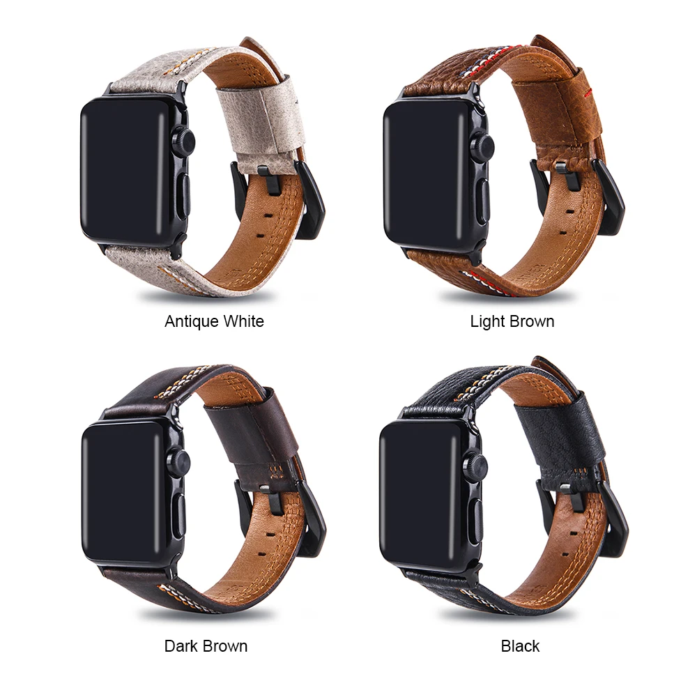 Ремешок UEBN кожаный для apple watch 44 мм series 4 3 2 1 браслет iwatch 38 42 40 умные аксессуары