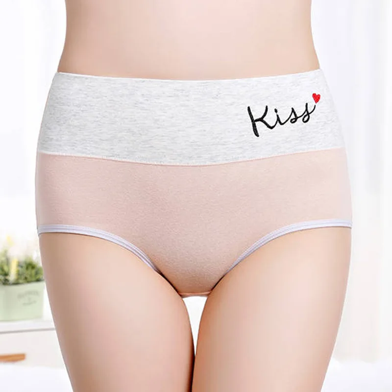 Женские трусики с вышивкой высокая посадка женское нижнее белье хлопковые трусы