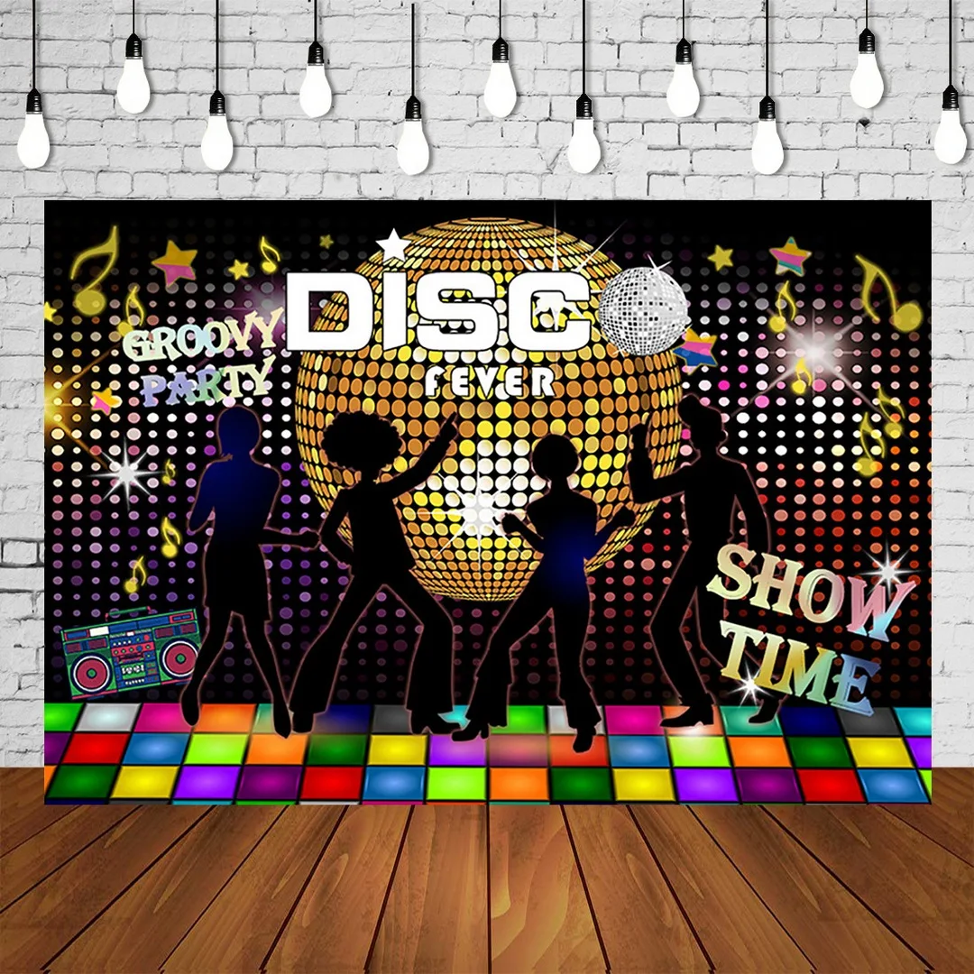 

Groovy Party Backdrop Disco Fever Portrait Background 80s 70s Birthday Show Time Poster GLASS MIRROR BALL Decorations Banner