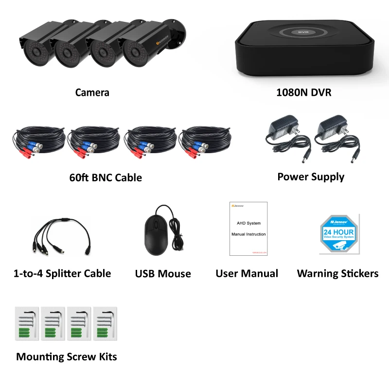 Einnov 8CH Port AHD DVR Cameras Security Camera System 1080P 2MP Outdoor Video Surveillance Kit CCTV NVR P2P Night View | Безопасность и
