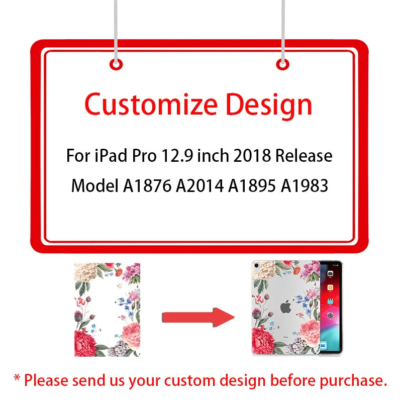 Custom Design MTT Мягкий ТПУ чехол для iPad Pro 12,9 дюйма выпуск A1876 A2014 A1895 A003 цветочный принт задняя крышка защитный чехол для планшета - Цвет: Custom Design