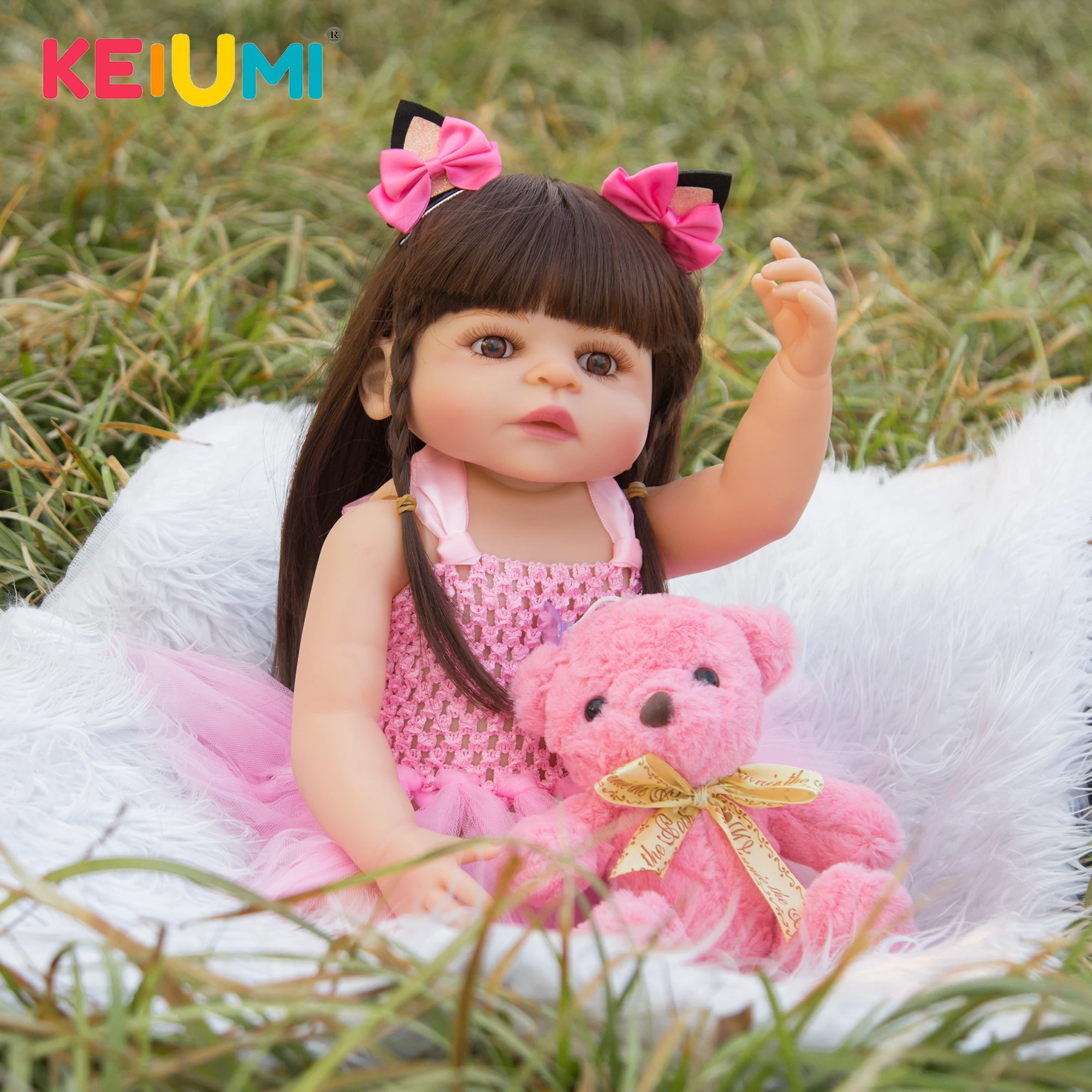 

KEIUMI 22 Inch Reborn Baby Full Body Silicone Dolls DIY 55 cm Reborn Bebe Dolls Toy Children's Day Gifts Bed Time Playmate