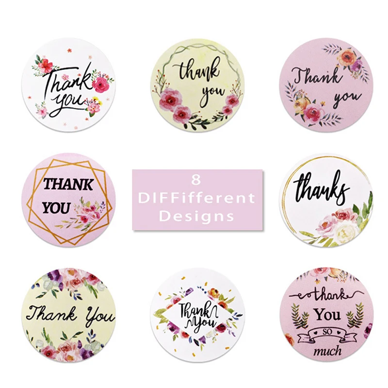 

500 шт./рулон, наклейки «Thank You»