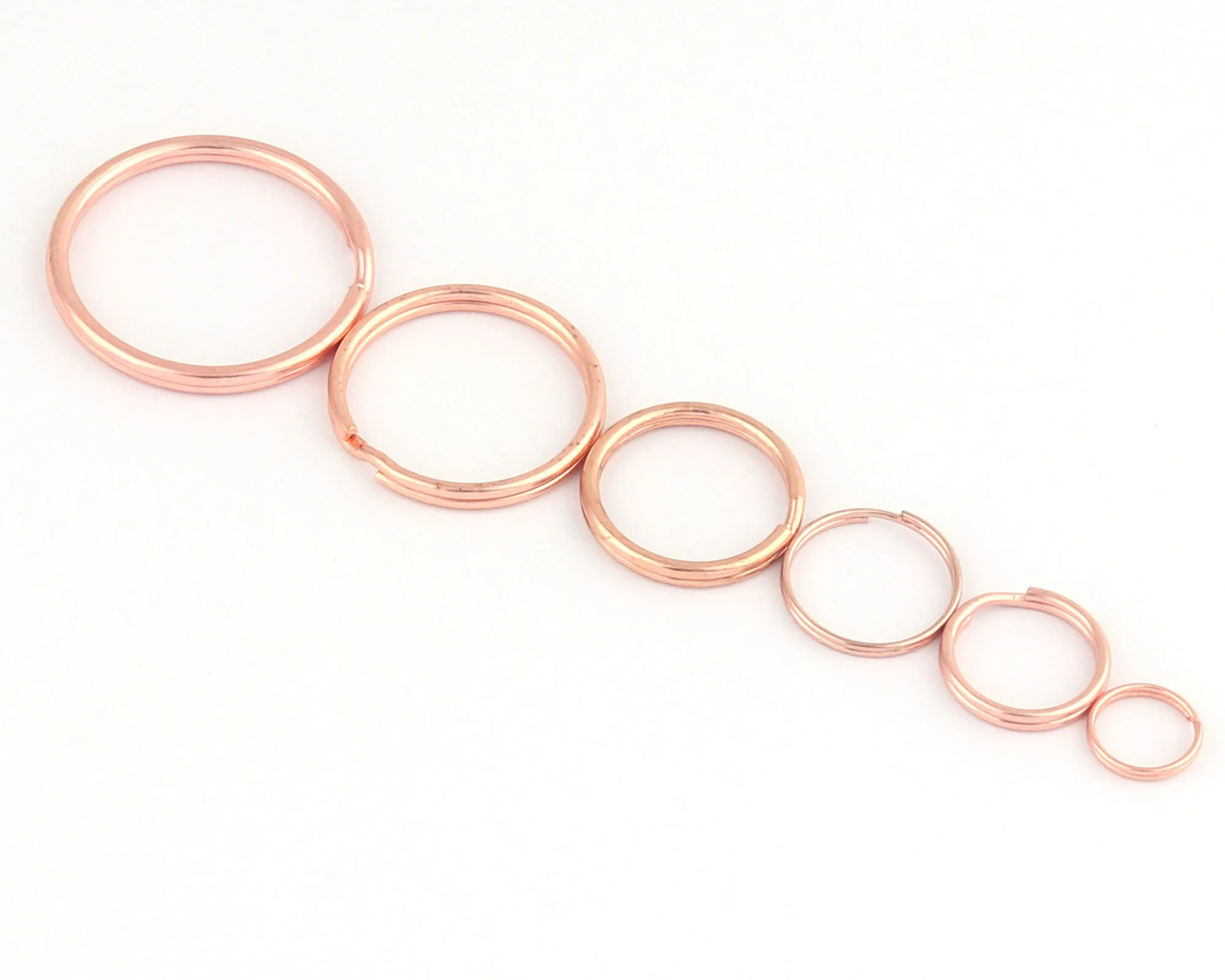 

10-30mm Rose Gold Round Split Ring Jump Ring Purse Hardware Key Chain Supplies Clasp Connector Key Fob charm Leather Jewelry