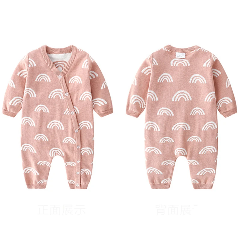 

Baby Knit Romper Rainbow Newborn Knitted Baby Clothes Autumn Winter Long sleeve Baby Girl Romper Cotton Baby Jumpsuit Boy Romper