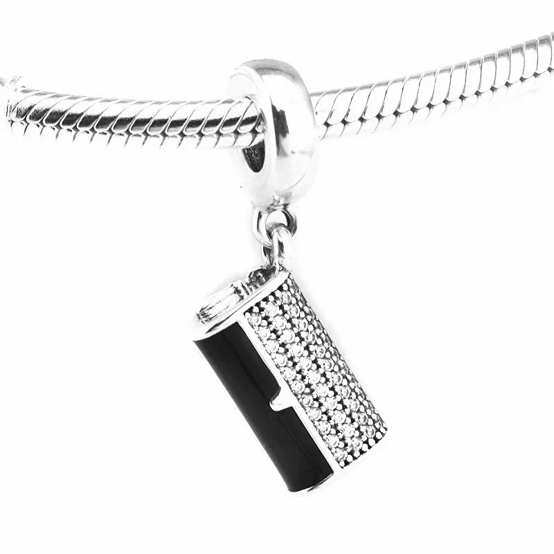 

Clutch Bag Silver Charms for DIY Bracelets Women 925 Sterling Silve Black Enamel & Clear CZ Lady Bag Charms for Jewelry Making