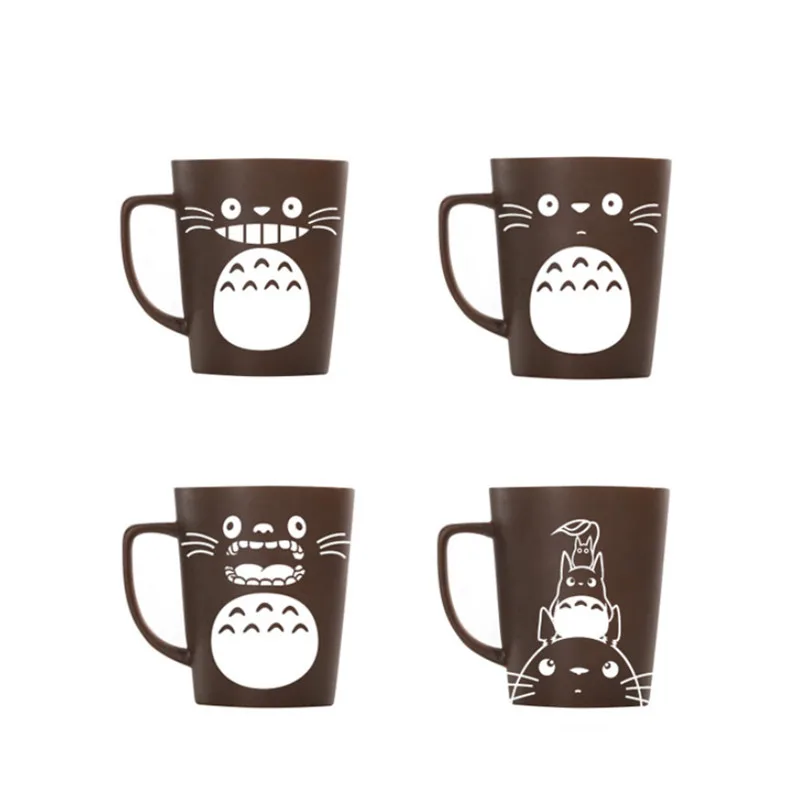 Керамические Мультяшные кружки для молока и кофе Totoro с крышкой ложкой большая