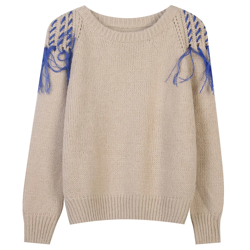 

2021 Autumn Winter Women Sweater Pullovers O-Neck Jumper Tassel Casual Knit Tops Long Sleeev Jersey Fashion Japanese Korean Lady