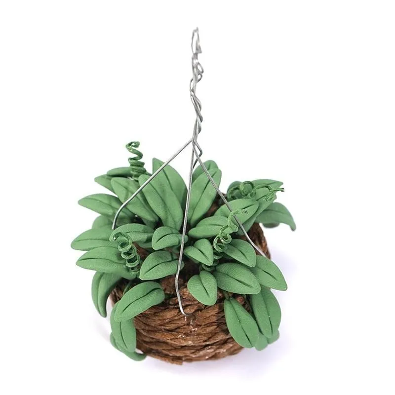 

Mini Green Plant For Doll Houses Garden Decoration Accessories 1:12 Dollhouse Simulation Hanging Potted Plants Furniture Model