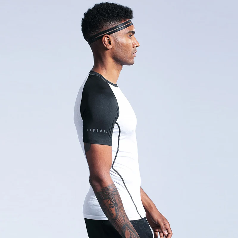 Мужская компрессионная футболка с коротким рукавом для тренажерного зала