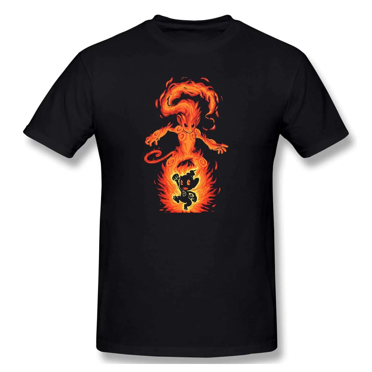 The Fire Ape Within - Chimchar And Infernape Casual T Shirt Clothes Hot Sale pokemon Tee 100% Cotton O Neck Slim Fit top | Мужская