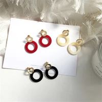 fashion temperament joker metal acrylic stud earring minimalist geometric round splicing stud earrings for women accessories