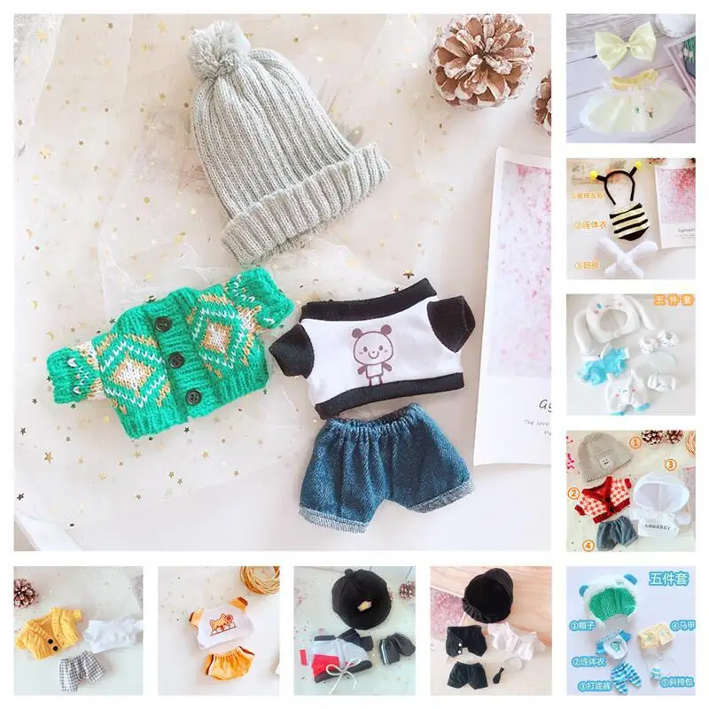 

24 types 20cm doll clothes Lovely sweater hat suit dolls accessories for our generation Korea Kpop EXO idol Dolls gift DIY Toy