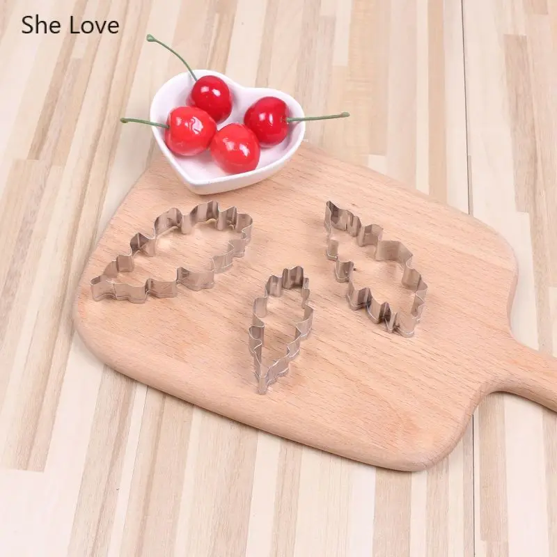 Формы Chzimade 3 шт./лот из нержавеющей стали в форме листа для полимерной глины резак