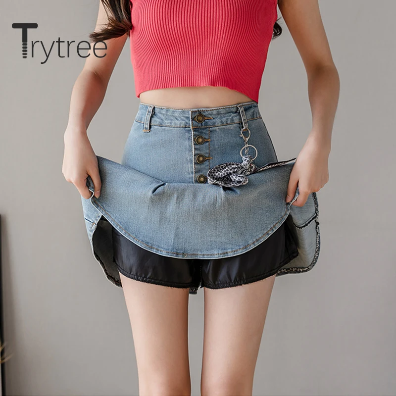 Trytree 2020 Летняя женская юбка Повседневная модная элегантная однотонная