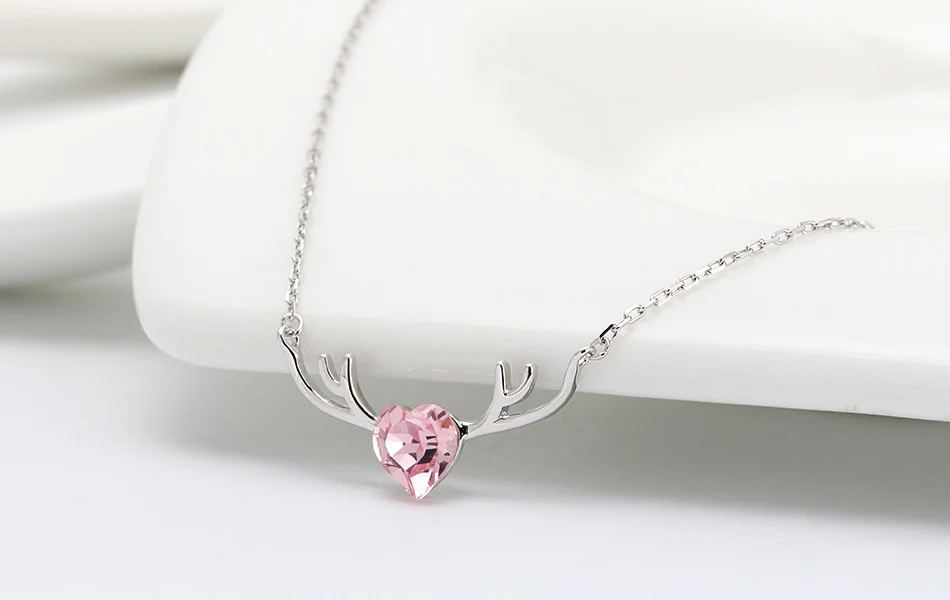 ORSA JEWELS S925 милое сердце и серебро антл кулон ожерелье розовый АААА Циркон Подвеска из серебра уникальные ювелирные изделия SN169