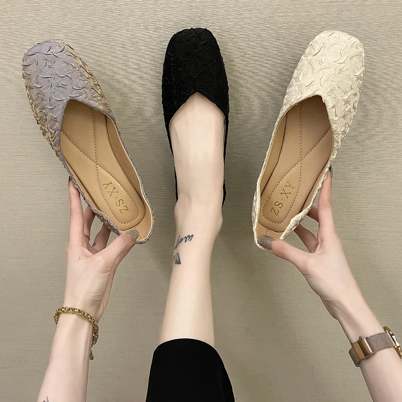 

Shoes Woman Comfortable And Elegant Square Toe Shallow Mouth All-Match Modis Soft Slip-on Casual Female Sneakers New Grandma Boa