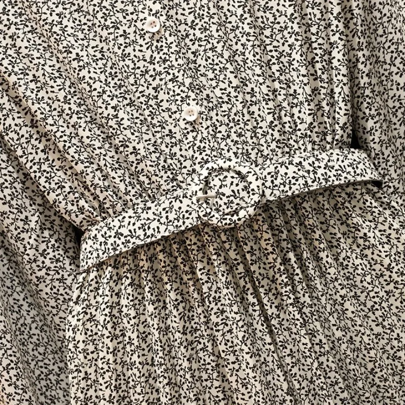 

Streetwear Women Solid Color Sleeveless Sweaters Floral Long Dress 2 Piece Set Autumn Winter Sashes Print Full Sleeve Dress Set