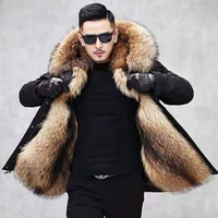 winter jacket men clothing 2021 fashion faux fur lined hooded mens parka jacket mens solid thick jackets coats male parkas y121