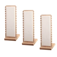 3x modern bamboo necklace jewelry tabletop display boards 27x10cm neckchain display stand