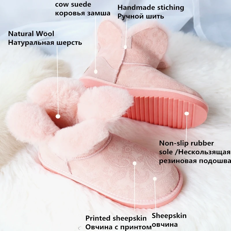 G& Zaco/короткие зимние ботинки из овечьей кожи с милым цветком клевера; Зимние ботильоны из натуральной шерсти; очаровательные женские ботинки; зимняя обувь