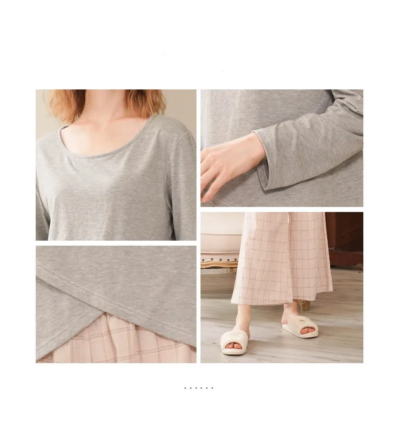 

2020 New Autumn Cotton Pajamas Women Natural Simple Style Loose Pajamas Women's Homewear Suits Women Pajamas Set