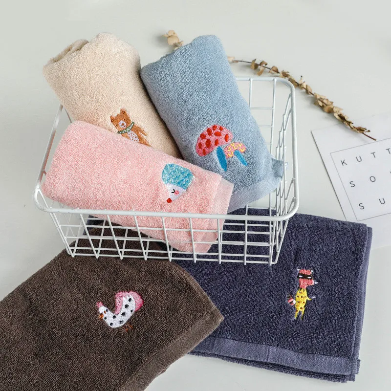 

34x75cm 100% Cotton Hotel Travel Embroidery Cartoon Animal Home Bathroom Children Soft Hand Towel